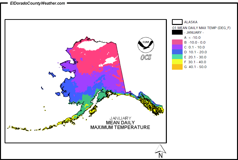 Alaska January Mean Daily Maximum Temperature